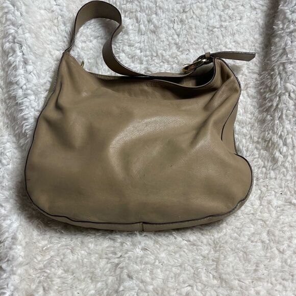 A.Bellucci leather khaki,taupe,burgundy &black stripes shoulder bag studs accent - Picture 5 of 16